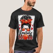 Bowling Moeder Luipaard Messy Bun Spel Dag Moeders T-shirt (Voorkant)
