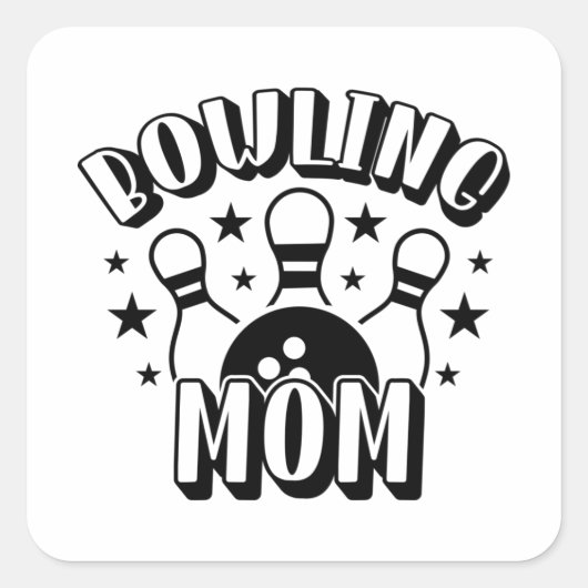 Bowling Moeder Shirt Print Vierkante Sticker (Voorkant)