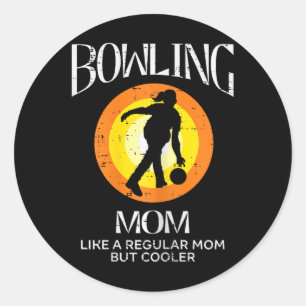 Bowling Mom Cooler Retro Moederdag Bowler Mama Ronde Sticker