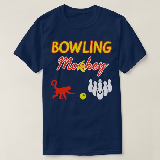 Bowling Monkey White Yellow Red Funny T T-shirt (Design voorkant)