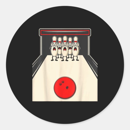 Bowling N Ed Ns Funny Bowler Player Kids Boys Men Ronde Sticker (Voorkant)