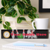 Bowling Name Desk Bord met klok Naambordje