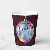 Bowling Neon Disco Ball Glitter Verjaardagsfeestje Papieren Bekers (Achterkant)