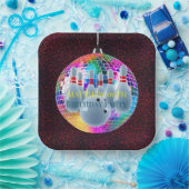 Bowling Neon Disco Ball Glitter Verjaardagsfeestje Papieren Bordje (Feest)