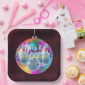 Bowling Neon Disco Ball Glitter Verjaardagsfeestje Papieren Bordje (Feest)