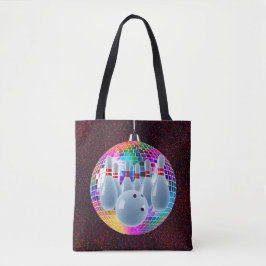 Bowling Neon Disco Ball Glitter Verjaardagsfeestje Tote Bag