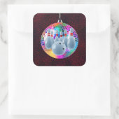 Bowling Neon Disco Ball Glitter Verjaardagsfeestje Vierkante Sticker (Tas)