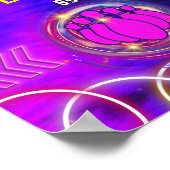 Bowling Neon Glow Paarse Verjaardagsfeestje Welkom Poster (Hoek)
