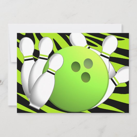 Bowling Neon Green en Zebra Kaart (Voorkant)
