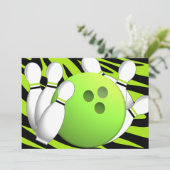 Bowling Neon Green en Zebra Kaart (Staand voorkant)