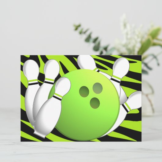 Bowling Neon Green en Zebra Kaart (Staand voorkant)