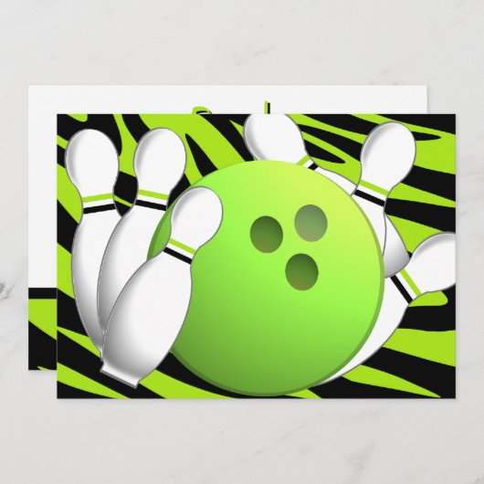 Bowling Neon Green en Zebra Kaart (Voorkant / Achterkant)