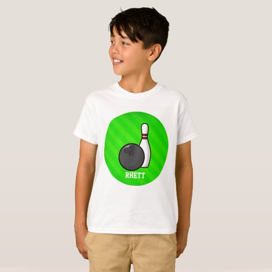 Bowling; Neon Green Stripes T-shirt (Voorkant volledig)