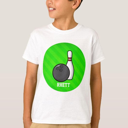 Bowling; Neon Green Stripes T-shirt (Voorkant)