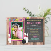 Bowling Nodig Photo Bowl Chalk Bowls Uitnodiging (Staand voorkant)