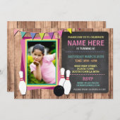 Bowling Nodig Photo Bowl Chalk Bowls Uitnodiging (Voorkant / Achterkant)