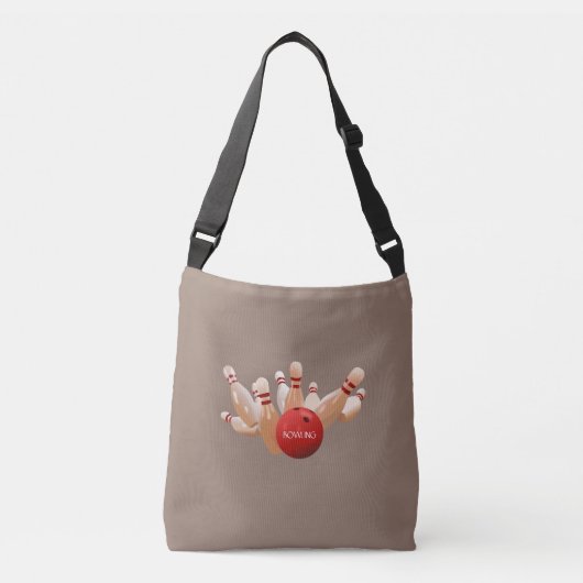 Bowling op bruin crossbody tas (Voorkant)