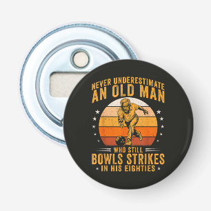 Bowling Opa 80ste verjaardag Button Flesopener