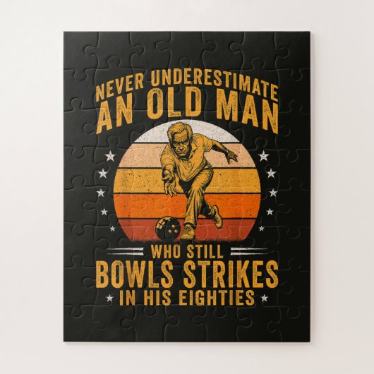 Bowling Opa 80ste verjaardag Legpuzzel (Verticaal)