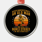 Bowling Opa 80ste verjaardag Metalen Ornament (Voorkant)
