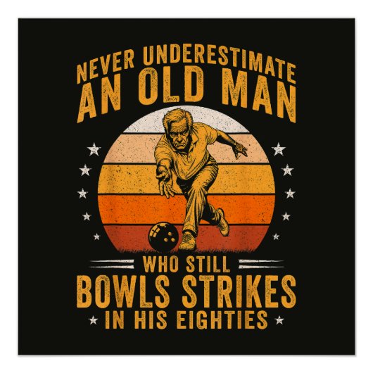 Bowling Opa 80ste verjaardag Perfect Poster (Voorkant)