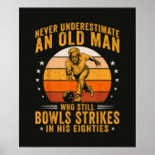 Bowling Opa 80ste verjaardag Poster (Voorkant)