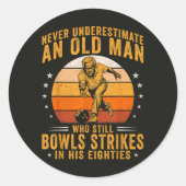 Bowling Opa 80ste verjaardag Ronde Sticker (Voorkant)
