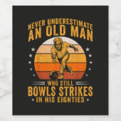 Bowling Opa 80ste verjaardag Wijn Etiket (Enkel label)