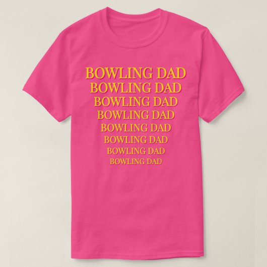 Bowling pa Groter tot Kleiner Druk Gele Roze T T-shirt (Design voorkant)