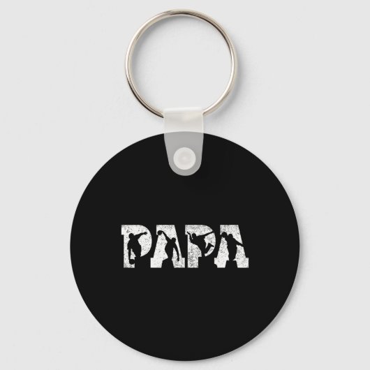 Bowling Papa Bowling Mannen Vaderdag Vintage Sleutelhanger (Voorkant)