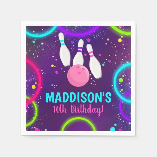 Bowling Paper Napkins Glow Bowling Servet (Voorkant)