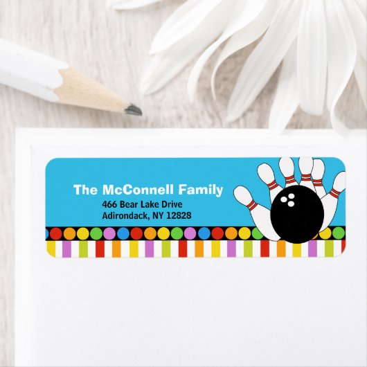 Bowling Party AFDRUKBARE ADRESETIKETTEN Etiket (Insitu)