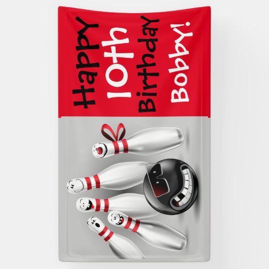Bowling Party Banner personaliseert 3'x5' (Verticaal)