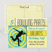 Bowling Party Bedankt Briefkaart (Voorkant / Achterkant)