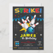 BOWLING PARTY BIRTHDAY INVITATION KAART (Voorkant)