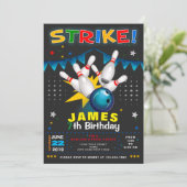 BOWLING PARTY BIRTHDAY INVITATION KAART (Staand voorkant)