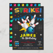 BOWLING PARTY BIRTHDAY INVITATION KAART (Voorkant / Achterkant)