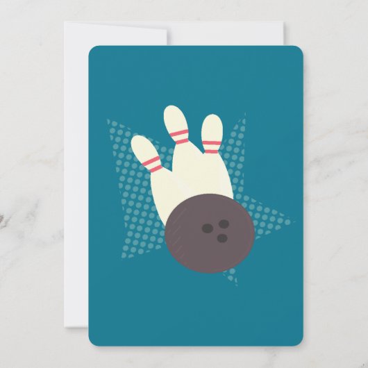  Bowling Party Birthday Party Kaart (Achterkant)