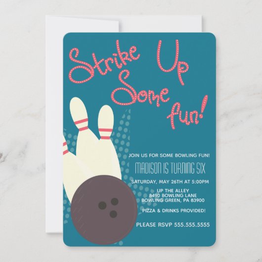  Bowling Party Birthday Party Kaart (Voorkant)