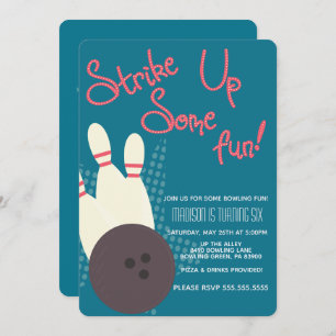  Bowling Party Birthday Party Kaart