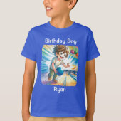Bowling Party Boy's Anime Verjaardag gepersonalise T-shirt (Voorkant)
