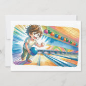 Bowling Party Boy's Anime Verjaardag Uitnodiging (Voorkant)