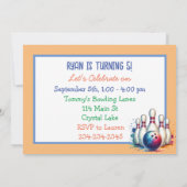 Bowling Party Boy's Anime Verjaardag Uitnodiging (Achterkant)