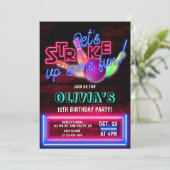 Bowling Party, Cosmic Bowling, Bowling-verjaardag Kaart (Staand voorkant)