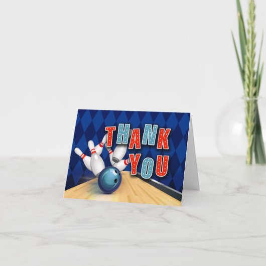 Bowling Party Dank je wel kaart (Voorkant)