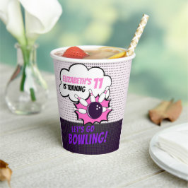 Bowling Party Fun for Girls' Birthdays Papieren Bekers