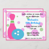 Bowling Party - Girl Kaart (Voorkant / Achterkant)