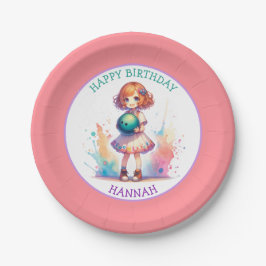 Bowling Party Girl's Anime Verjaardag gepersonalis Papieren Bordje