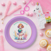 Bowling Party Girl's Anime Verjaardag gepersonalis Papieren Bordje (Feest)