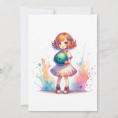 Bowling Party Girl's Anime Verjaardag Uitnodiging (Achterkant)